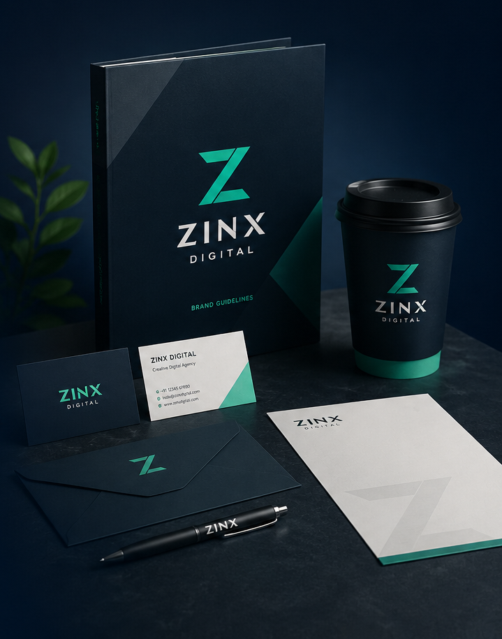 ZINX Digital branding identity stationery showcase